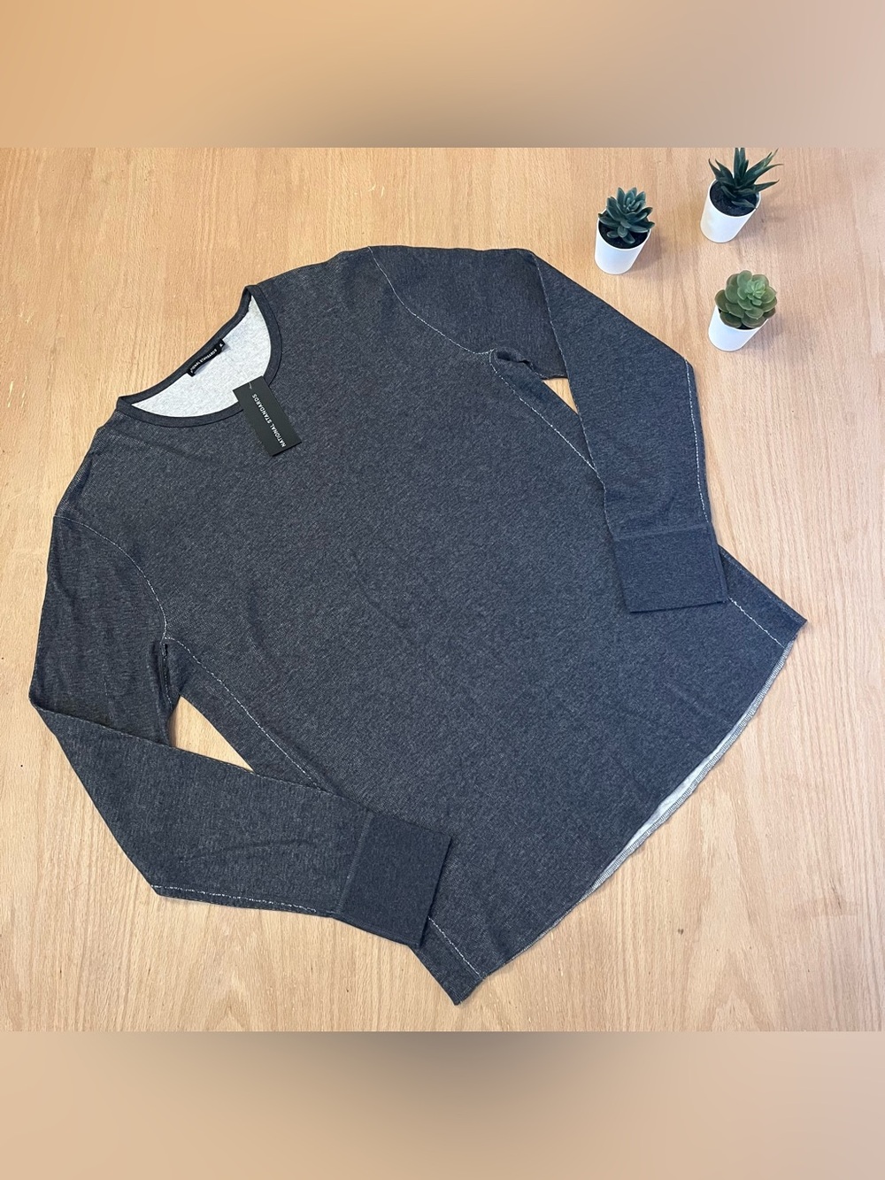 NWT National Standard Men’s Mesh Cotton Thermal Long Sleeve Crew Neck Shirt